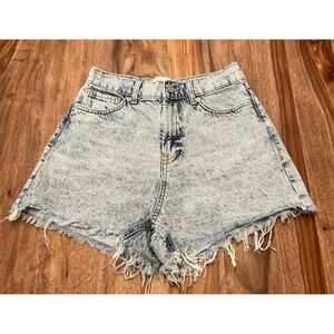BDG Urban Outfitters Denim High Waisted Frayed Hem Acid Wash Shorts Size 26